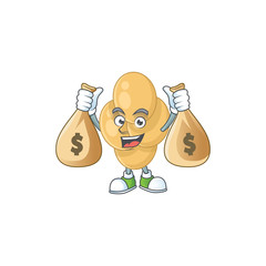 Wall Mural - A humble rich bordetella pertussis caricature character design with money bags