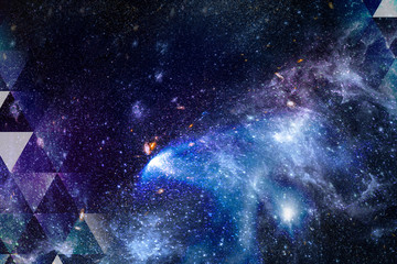 Wall Mural - triangle pattern on a dark galaxy background illustration