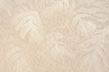 Wall Mural - monstera leaf pattern on a beige cement background illustration
