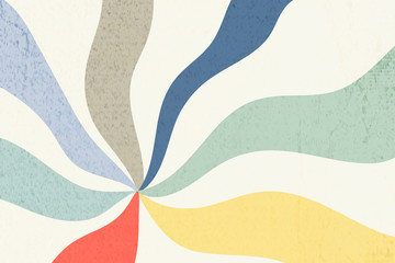 Wall Mural - bold color wavy sunburst effect pattern on a beige background