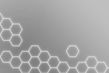 Wall Mural - glowing gray neon hexagonal patterned background
