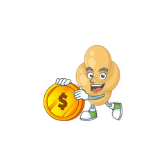 Sticker - cartoon picture of bordetella pertussis rich character with a big gold coin