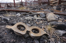 Metal Remains Of Abandoned Coal Mining Town On Spitsbergen.