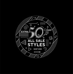 Wall Mural - 50% off flash sale discount banner template promotion big sale special offer. end of season special 