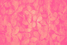 Peach Pink Leaves Pattern On A Hot Pink Background