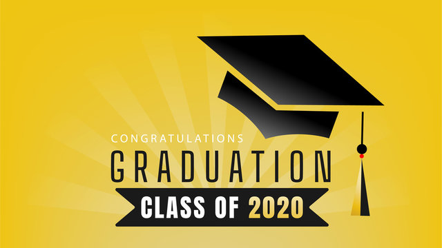 Graduation Class of 2020 Design￼ Congratulations Template for graduation,  on yellow background ,Vector illustration EPS 10