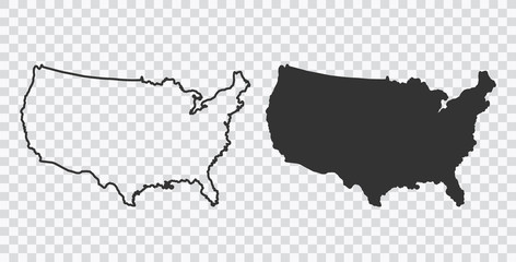 USA map. American map. United States of America map in flat and lines design