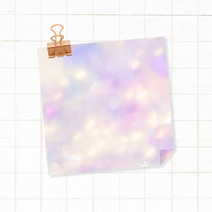 Wall Mural - Purple bokeh patterned note with binder clip