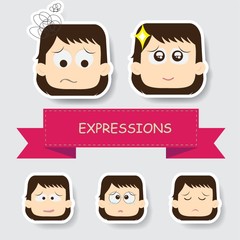 Sticker - Girl with different expression