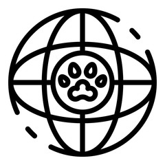 Canvas Print - Global dog handler icon. Outline global dog handler vector icon for web design isolated on white background