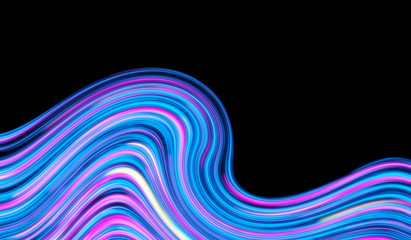 Poster - Neon ribbons, colored lines, holographic metal foil rainbow wave abstract texture background.