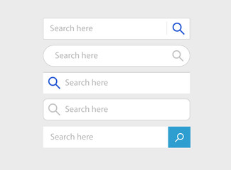 Aufkleber - Search bar web fields vector interface design isolated on light gray color, illustrated set of ui search box and button modern element image