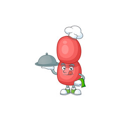 Sticker - A neisseria gonorrhoeae chef cartoon mascot design with hat and tray