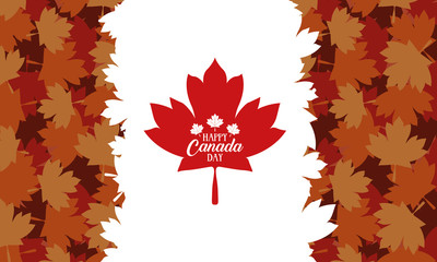 Canvas Print - happy canada day with maple leafs frame