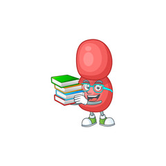 Canvas Print - A mascot design of neisseria gonorrhoeae student having books