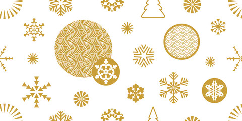 Wall Mural - Seamless vector pattern with circles, snowflakes.