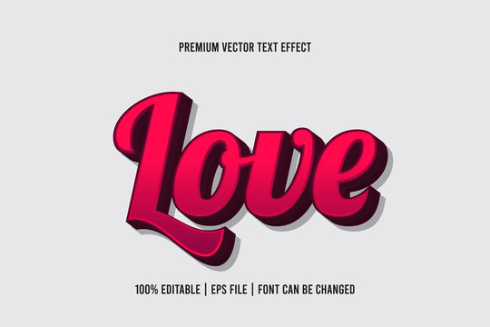 Love 3d vector editable text effect