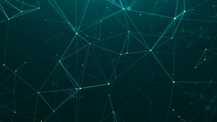 Poster - Digital plexus of glowing lines and dots. Abstract background. 3D rendering. Network or connection. 3d rendering.