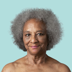 Wall Mural - Portrait of a semi-nude senior African American woman mockup