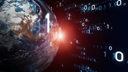 Poster - Global communication network concept. Digital transformation. Elements of this image furnished by NASA. 3D rendering.