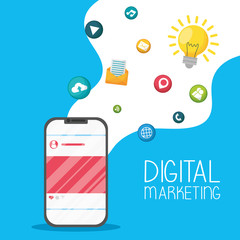 Sticker - digital marketing tech with smartphone