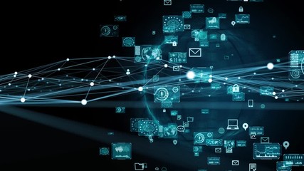 Poster - Communication network concept. IoT (Internet of Things). Telecommunication.