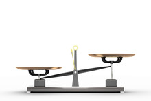 Weight-lifting Scale With An Imbalance On A White Background. Side View. With Copyspace. 3d Rendering
