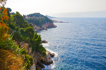 Attractive morning view of famous beach bay  in city of Dubrovnik. Bright summer seascape of Adriatic sea, Croatia, Europe. Beautiful world of Mediterranean countries.