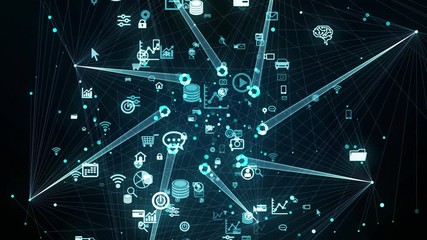 Poster - Communication network concept. IoT (Internet of Things). Telecommunication.