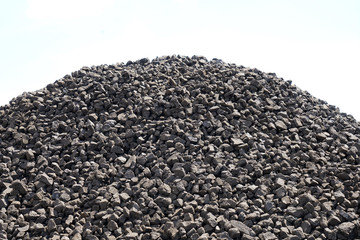 Basalt, diabase or granite are well suited for railway construction, photographed in spring