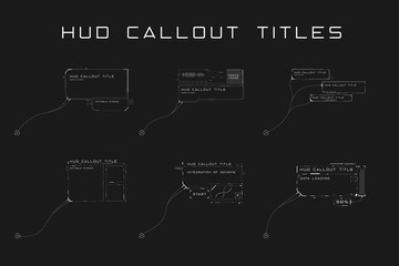 Poster - Set of callout titles in HUD style. Futuristic sci-fi design elements. Editable stroke. Good for animation. Vector