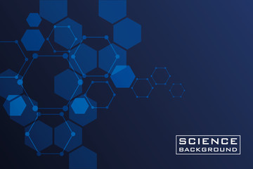Wall Mural - dark blue science background with lines structures
