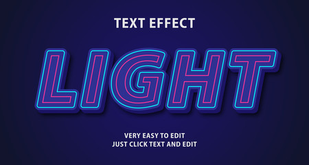 Poster - Light glow neon text effect, editable text