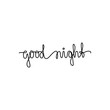 © Anastasiia - Good night lettering calligraphy text, continuous line drawing, handwritten lettering, posters, print, single line on a white background, isolated vector line art.