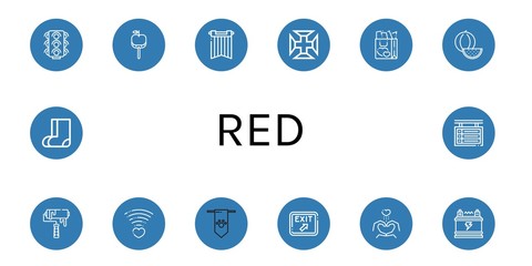 Sticker - red simple icons set