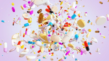 Exploding group of Medical Pills