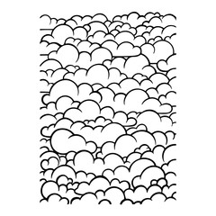 Wall Mural - Clouds. Hand drawn clouds vintage style vector illustration. Cloudy sky engraving style sketch drawing. Part of set.