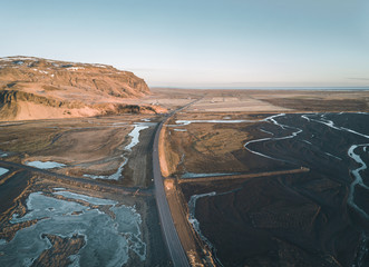 Wall Mural - icelandic aerial photography captured by drone.beautiful landscape in the myvatn lake in an area of 