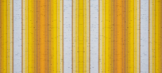 Aufkleber - Yellow mustard orange white striped natural cotton linen textile texture background
