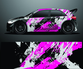 Rally car decal graphic wrap vector, abstract background