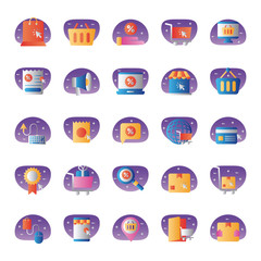 Poster - bundle of commercial set icons