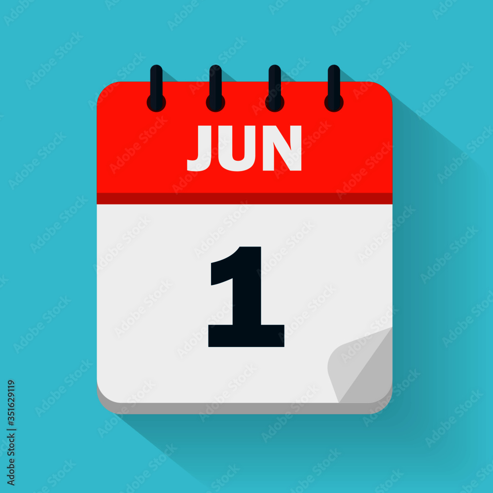 Image vectorielle Stock June 1st. Daily calendar icon in vector format.  Date, time, day, month. Holidays | Adobe Stock