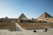 Giza Pyramids and Sphinx in Cairo, Egypt, ancient Egyptian civilization landmark 