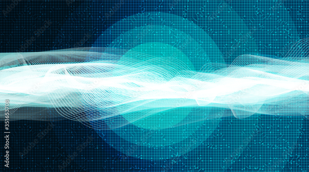 Futuristic Digital Sound Wave on Light Blue Background,technology and ...