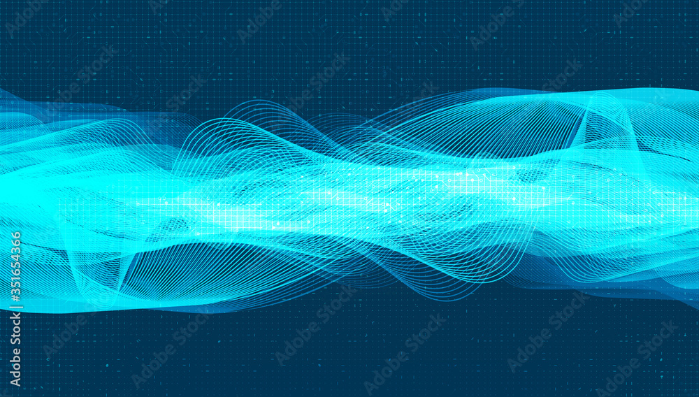 Futuristic Digital Sound Wave on Light Blue Background,technology and ...