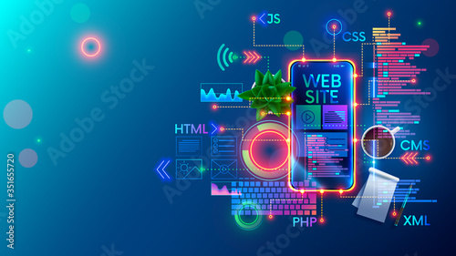Photographie Mobile Website development technology conceptual illustration