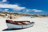 Fototapeta Sawanna - Old fishing boat on the beach at Paternoster in South Africa