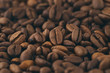 Tasty roasted arabica coffee beans. Close up detail