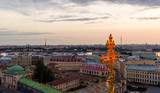 Fototapeta Londyn - Sunrise view from the top of the church of the Savior on Spilled Blood, in Saint-Petersburg, Russia. White nights.