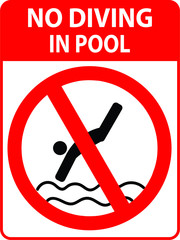 Wall Mural - no diving in pool warning sign